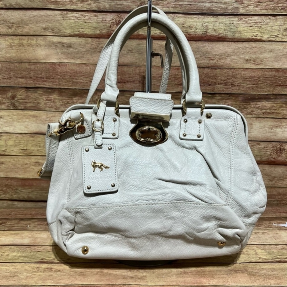 EMMA FOX CREAM LEATHER CROSS BODY HANDBAG
